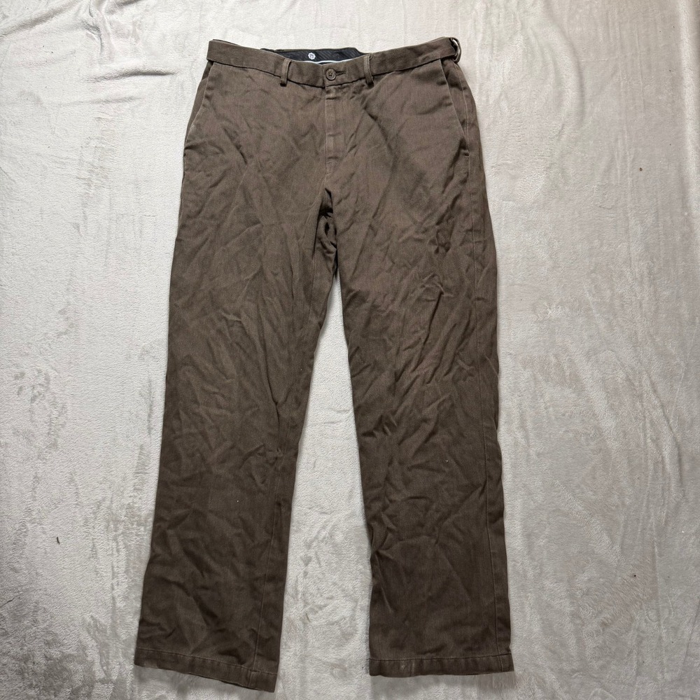 Dockers Classic Fit Khaki Pants Mens 36x30 Brown Flat Front Casual‎ Trousers